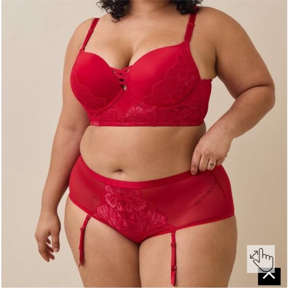 Torrid Red Removable Garter Mid Rise Brief Panty NWT